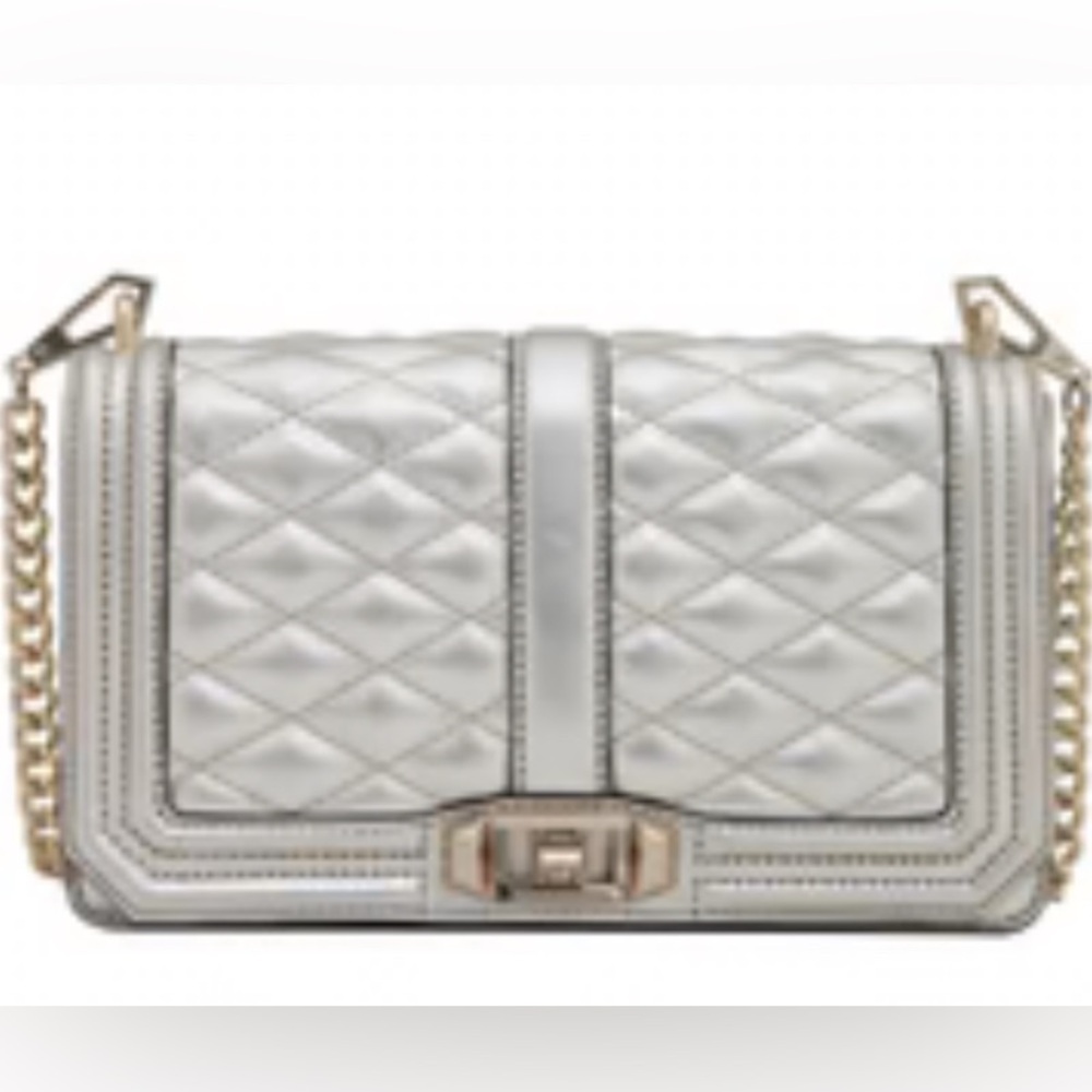 Rebecca Minkoff love pewter Silver Quilted Chain Bag